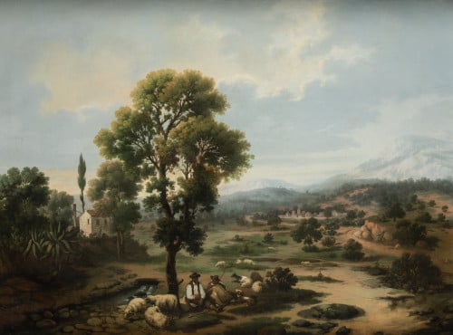 RAFAEL ROMERO BARROS, "Sierra Nevada", 1861, Óleo sobre lie