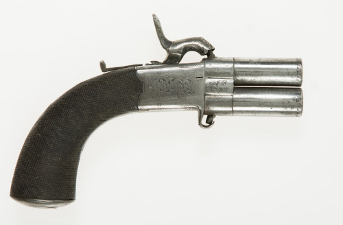 Pistola de bolsillo de pistón inglesa,época victoriana, S.X