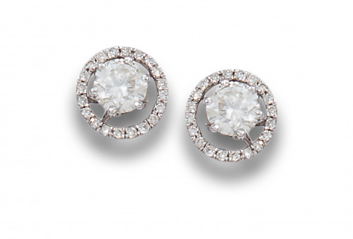 PENDIENTES DE ORO BLANCO Y DIAMANTES