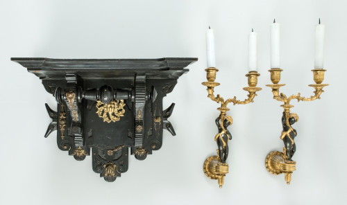 Alfonsine corbel made of ebonized wood, Spain, c.1900