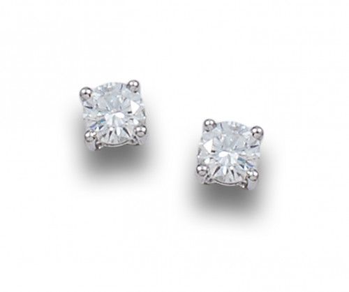 PENDIENTES DORMILONAS DE DIAMANTES, EN ORO BLANCO