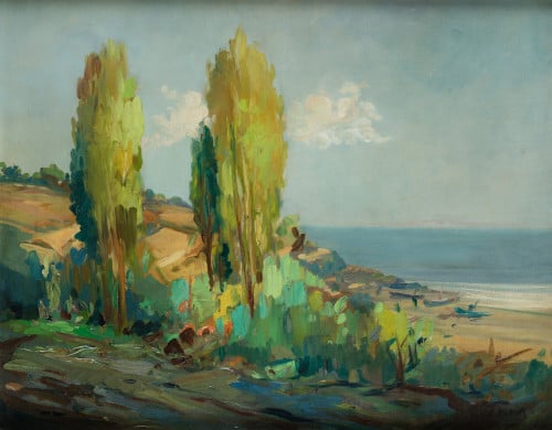 JOAQUÍN MIR TRINXET, "Paisaje arbolado en la Costa Brava", 