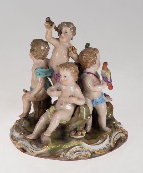 "Alegoría de los sentidos", grupo de porcelana, Meissen, pp