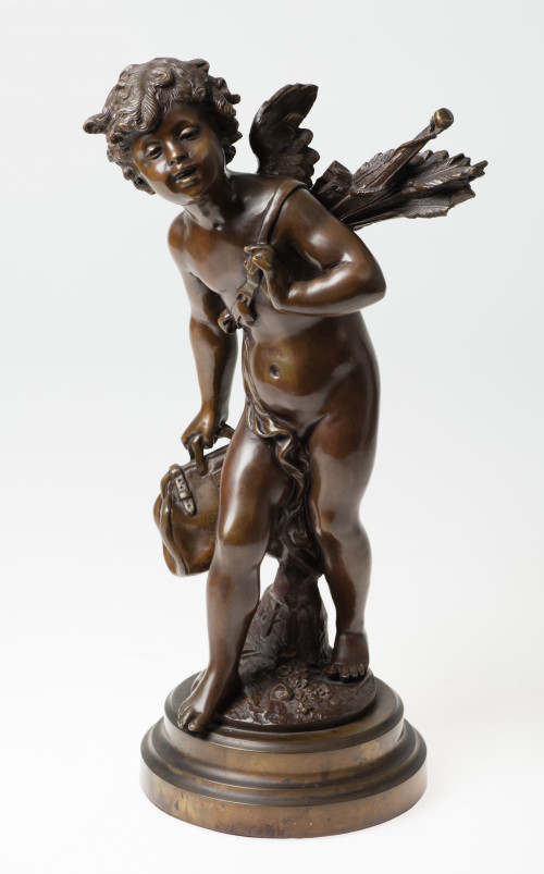 ESCUELA FRANCESA, "Cupido", Bronce patinado