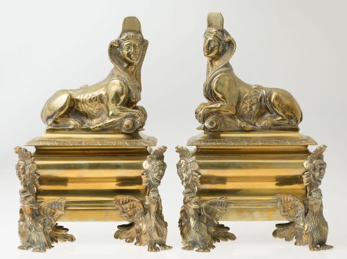 Pair of Napoleon III style andirons, France, 20th century