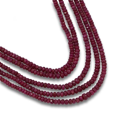 MULTI-STRAND NECKLACE WITH RUBY BEADS