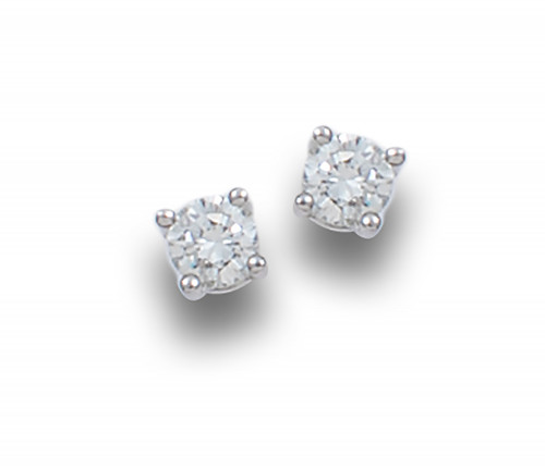 PENDIENTES DORMILONAS DE DIAMANTES, EN ORO BLANCO