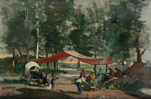 RAFAEL DURANCAMPS, "Comida campestre", Técnica mixta sobre 