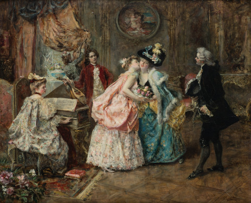 EDUARDO LEON GARRIDO, "Recepción en interior palaciego", Ól