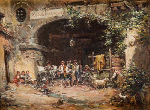 ANTONIO MEDINA SERRANO, "Posada Aragón", Óleo sobre lienzo