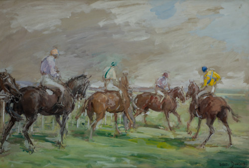 ROBERTO DOMINGO Y FALLOLA, "Partido de Polo", Gouache sobre