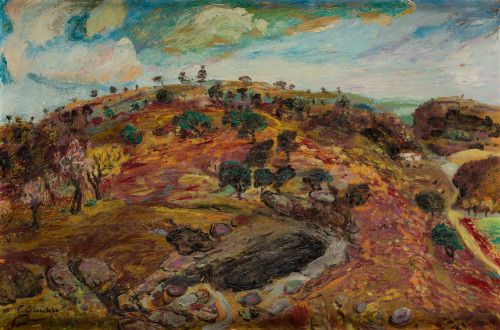 FRANCISCO CARRETERO CEPEDA, "Paisaje", Óleo sobre tablero