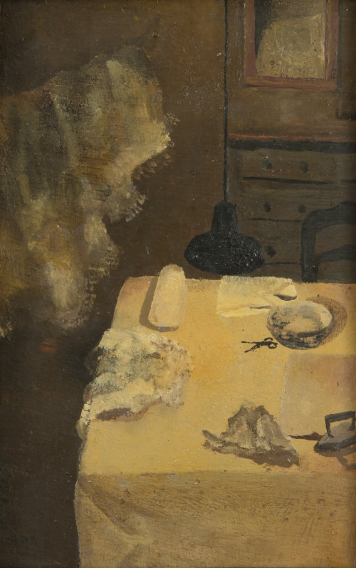 ENRIQUE VARA, "Interior", 1967, Óleo sobre tabla.