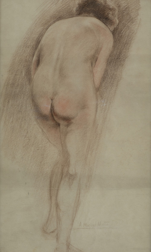 ANSELMO MIGUEL NIETO, "Desnudo femenino", Pastel sobre pape