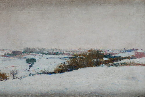 AURELIANO DE BERUETE Y MORET, "Madrid nevado", 1904, Óleo s