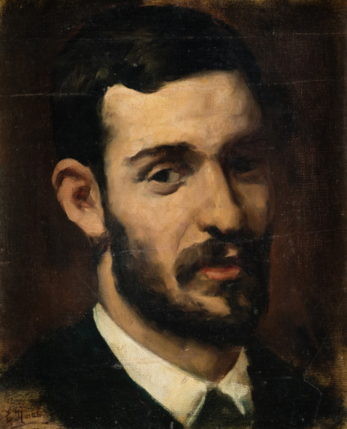 EDUARDO ROSALES GALLINAS, "Retrato de hombre joven", Óleo s