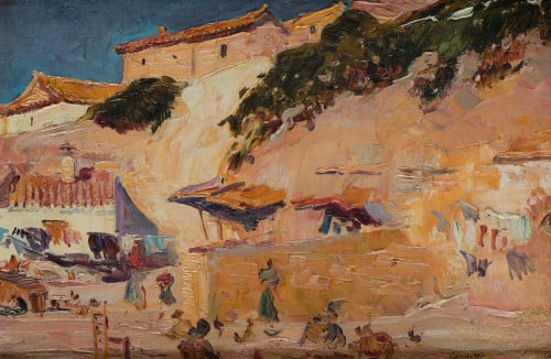 EUGENIO GOMEZ MIR, "Barriada", Óleo sobre lienzo