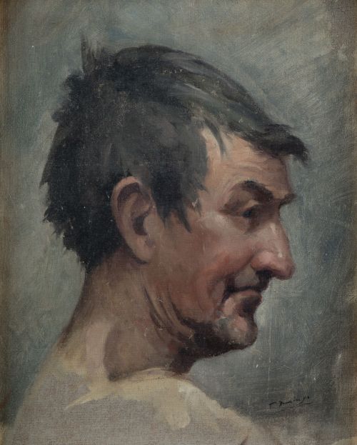 FRANCISCO DOMINGO Y MARQUÉS, "Hombre de perfil", Óleo sobre