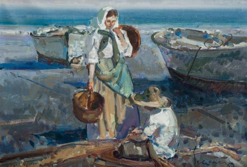 EUSTAQUIO SEGRELLES, "Playa de Valencia", 1989, Óleo sobre 