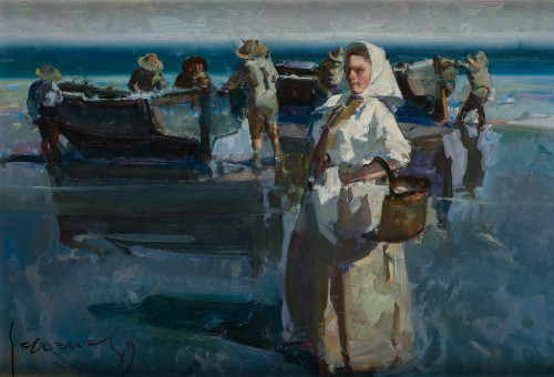 EUSTAQUIO SEGRELLES, "Playa de la Malvarrosa, Valencia", Ól