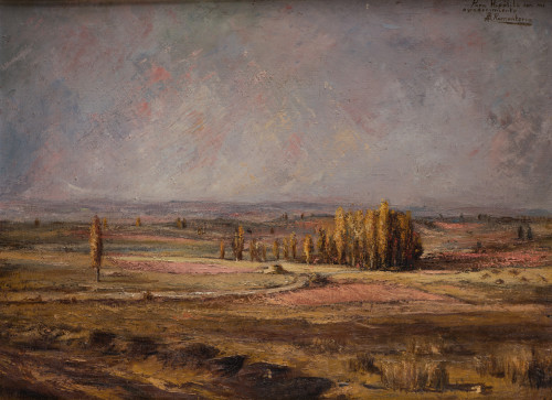 JOSÉ LUIS  BENITO REMENTERÍA, "Paisaje castellano", Óleo so