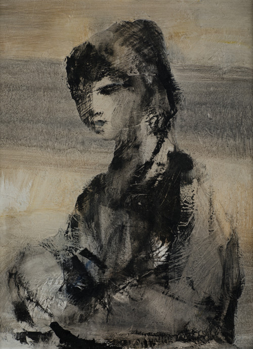 GINO HOLLANDER, "Retrato", 1969, Técnica mixta sobre lienzo