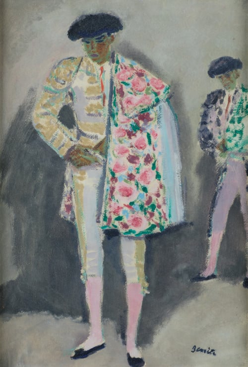 EDUARDO GARCIA BENITO, "Torero en pie con capote rosa al ho