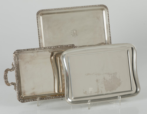 Bandeja rectangular para cartas de plata española, ley 916,