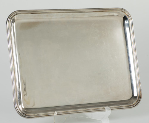 Bandeja rectangular de plata Italiana, platero Angelo Schia