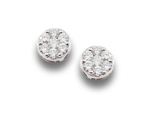 PENDIENTES ROSETONES DE DIAMANTES, EN ORO BLANCO