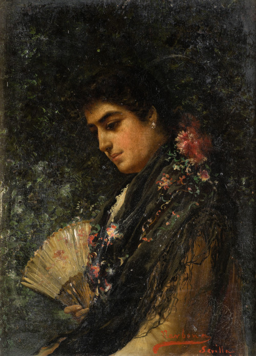 FRANCISCO NARBONA BELTRAN, "Gitana", Óleo sobre tabla