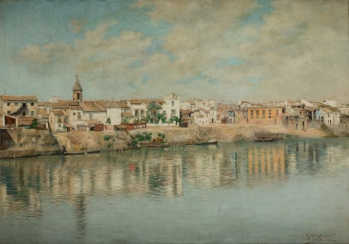 RICARDO LÓPEZ CABRERA, "VIsta de Triana, Sevilla", Óleo sob