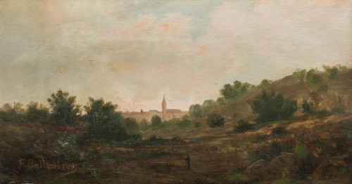 ESCUELA ESPAÑOLA, "Paisaje", Óleo sobre lienzo