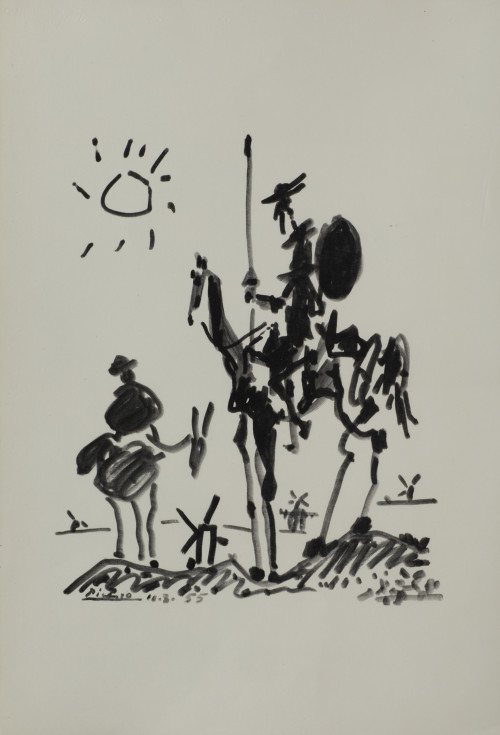 PABLO RUIZ PICASSO (DESPUES), “Don Quijote y Sancho”, Litog