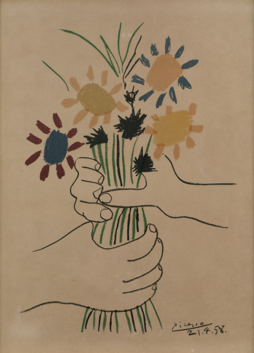 PABLO RUIZ PICASSO (DESPUES), “Ramo de flores”, Litografía 