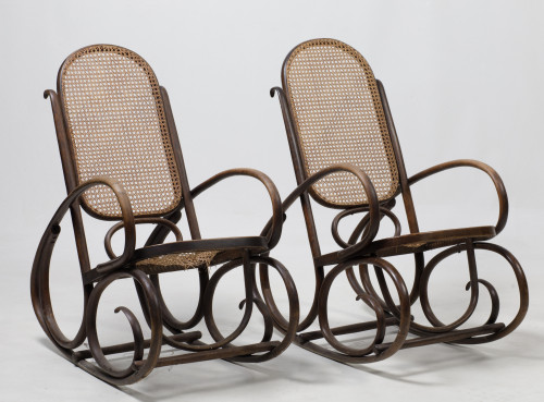 Pair of Thonet style rocking chairs, Spain, early 20th cent