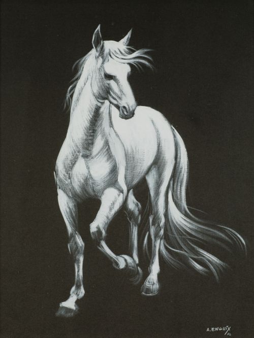 ALFREDO ENGUIX, "Caballo", 1962, Óleo sobre papel