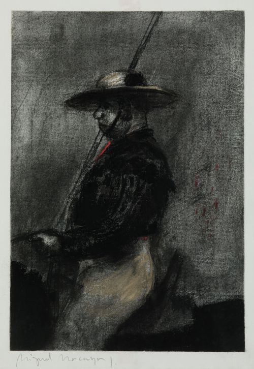 MIGUEL  MACAYA, "Picador", Carboncillo, pastel y óleo sobre