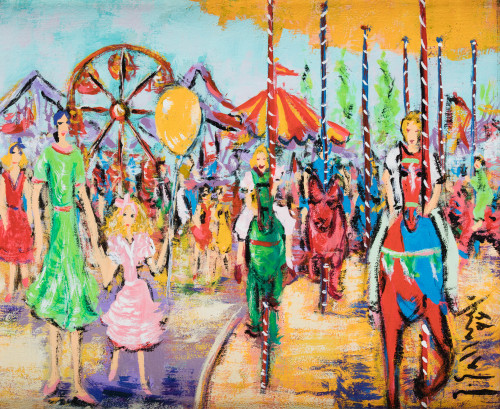 PACHI GALLARDO, "Feria", 1994, Óleo sobre lienzo