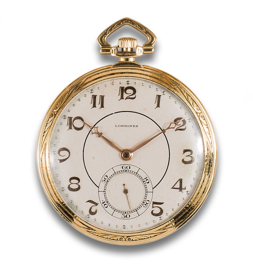 LEPINE LONGINES POCKET WATCH, IN YELLOW GOLD