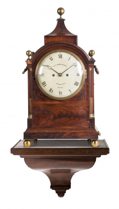 Reloj bracket Regency, William Middlecoat, Inglaterra, pps.