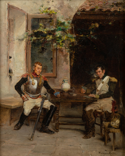 DOMINGO MUÑOZ Y CUESTA, "Militares jugando a las cartas"