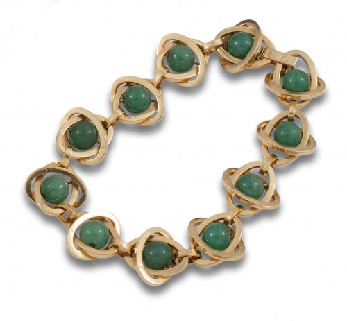 PULSERA EN ORO AMARILLO Y AVENTURINA VERDE