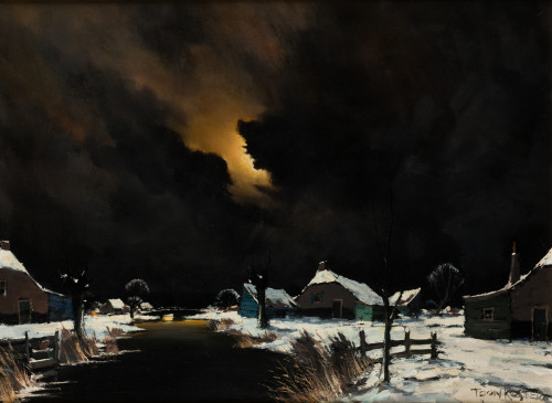 ANTHONIUS HENRICUS "TOON"  KOSTER, "Paisaje nevado nocturno