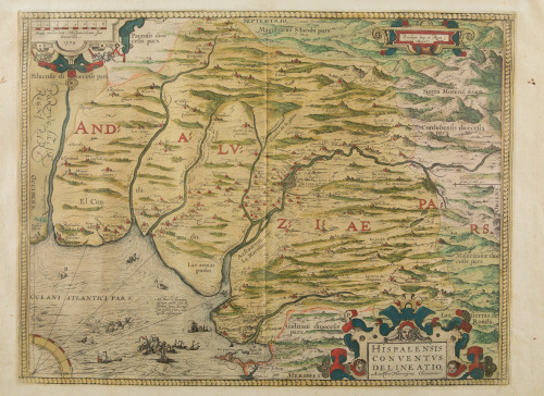 ABRAHAM ORTELIUS, "Mapa de Andalucía", Grabado al cobre ilu