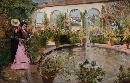 CARLOS VAZQUEZ, "Pareja andaluza en un jardín granadino", 1