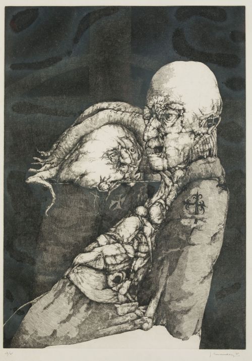 JOSÉ HERNÁNDEZ, "Malestar heredado", 1975, Aguafuerte sobre