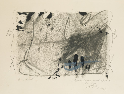 ANTONI TÀPIES, "Sin título", 1966, Litografía y grafito sob