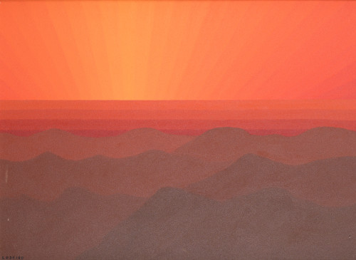 JOSÉ TELMO LODEIRO, "Paisaje", 1987, Técnica mixta sobre li