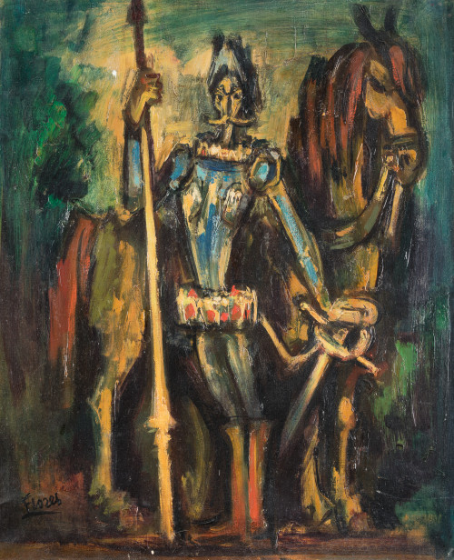 PEDRO  FLORES, "Don Quijote", Óleo sobre lienzo